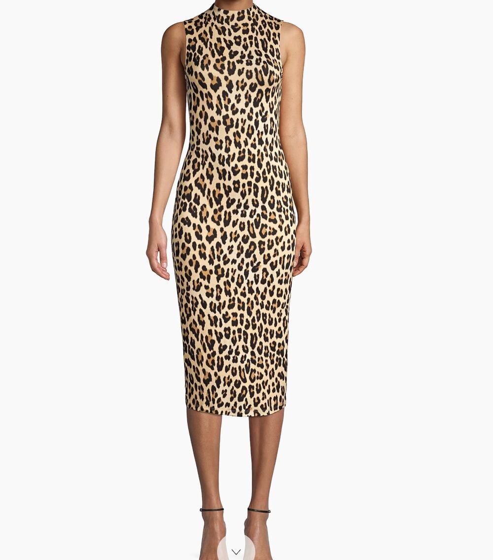 Alice + Olivia Delora leopard print sleeveless bodycon midi dress 2 $285